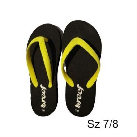Reef Girls Stargazer Sparkly Yellow Toe Post Flip Flop Sandals size 7/8 NEW - Picture 1 of 7